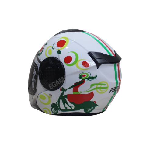 Freem Fr-665 Spring White Yarım Camlı Kask – Beyaz Desenli Güneş Vizörlü, Ce
