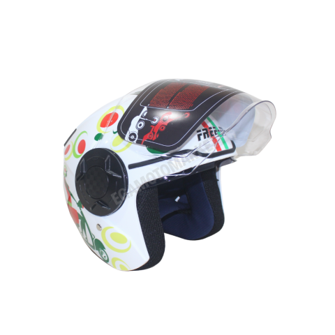 Freem Fr-665 Spring White Yarım Camlı Kask – Beyaz Desenli Güneş Vizörlü, Ce