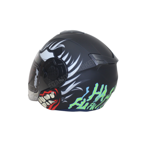 Freem Fr-665 X-blades Mat Black Yarım Camlı Kask – Siyah Güneş Vizörlü, Ce