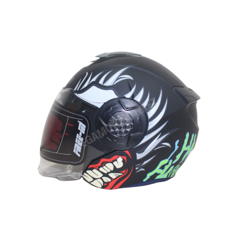 Freem Fr-665 X-blades Mat Black Yarım Camlı Kask – Siyah Güneş Vizörlü, Ce