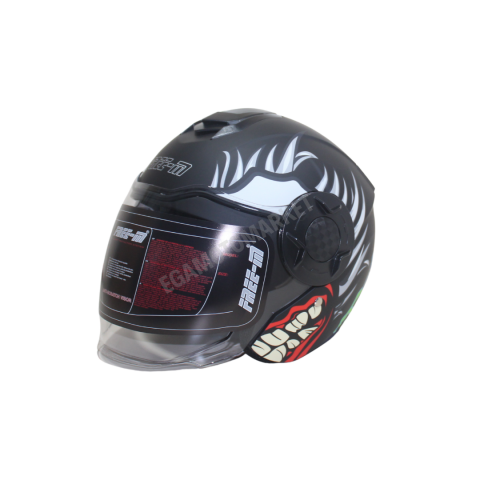 Freem Fr-665 X-blades Mat Black Yarım Camlı Kask – Siyah Güneş Vizörlü, Ce