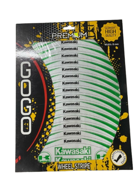 Gogo Premium Kawasaki Universal Komple Jant Sticker Beyaz Yeşil 2 Jant İçin