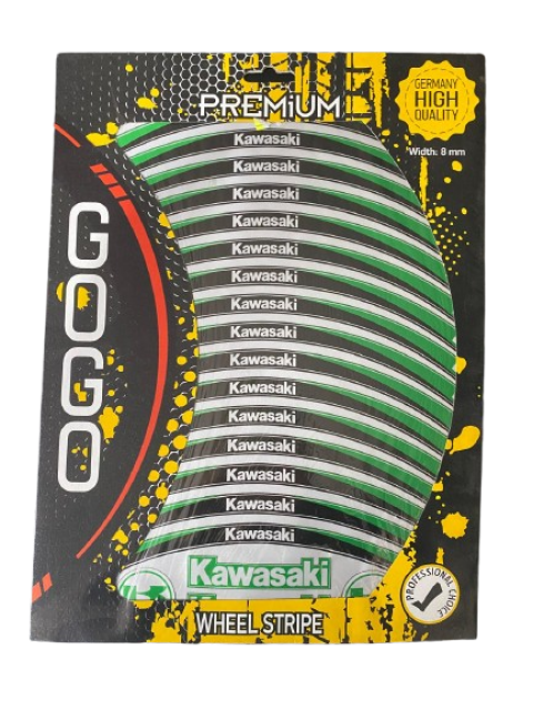 Gogo Premium Kawasaki Universal Komple Jant Sticker Siyah Yeşil 2 Jant İçin