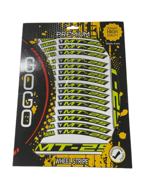 Gogo Premium Yamaha Mt25 Komple Jant Sticker Sarı Siyah 2 Jant İçin (2014-2024)