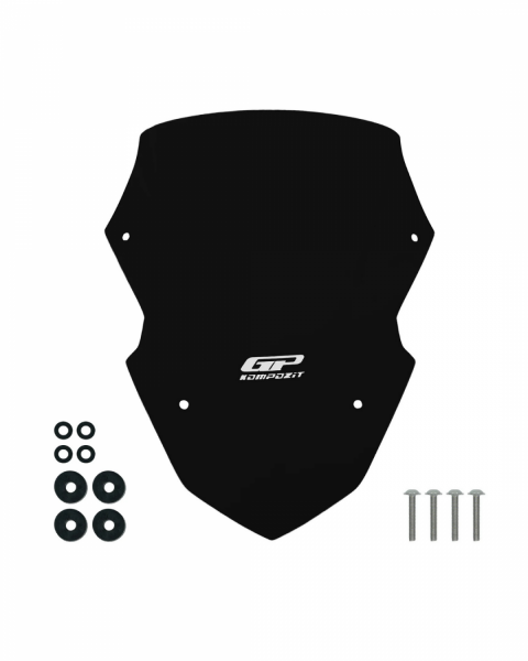 (gp) Kompozit Yamaha Xmax 250 Tech Max (2023-2026) Uyumlu Spor Ön Cam (siperlik) Siyah (37cm)