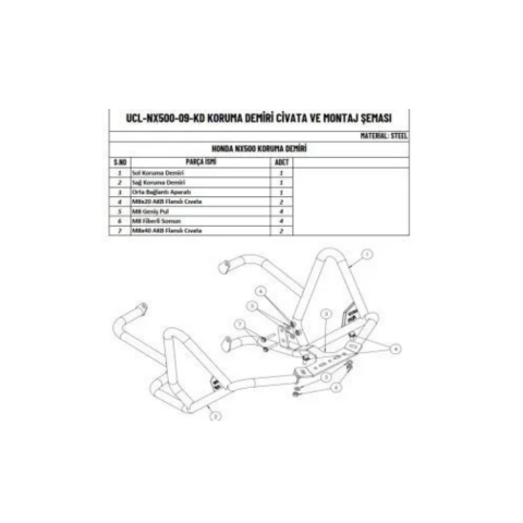 Honda Nx 500 Motor Koruma Demiri Takım