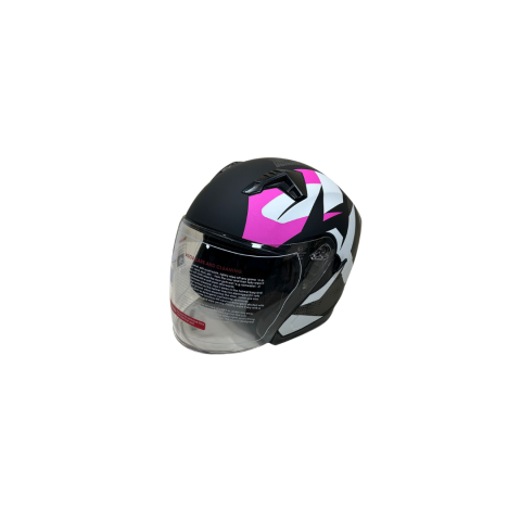 Jk Kask Çenesiz Vizörlü Mat Siyah Pembe