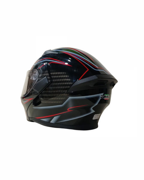 Kc Çene Açılır Vizörlü Kask Model Kırmızı-karbon