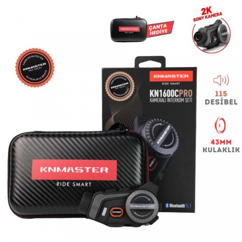 (knmaster) Kn1600c Pro Kameralı Motosiklet Bluetooth Intercom Kulaklık Seti