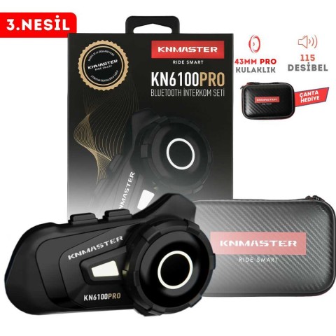 (knmaster) Kn6100 Pro Motosiklet Kask İnterkom Bluetooth Intercom Kulaklık Seti-siyah