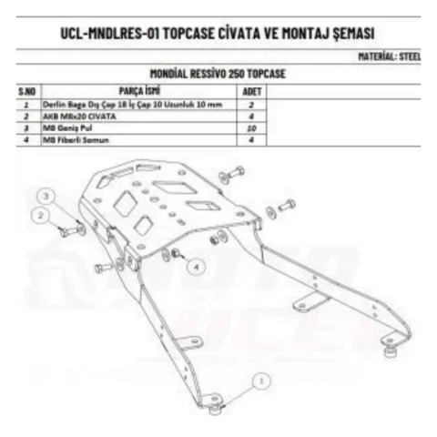 Mondial Ressivo 125 / 250 Çanta Demiri (topcase)