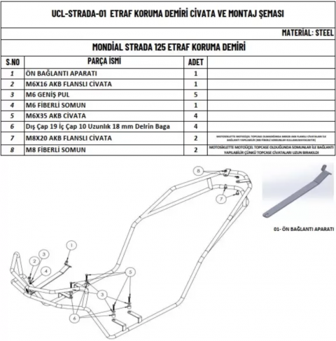 Mondial Strada 125 Etraf Koruma Demiri
