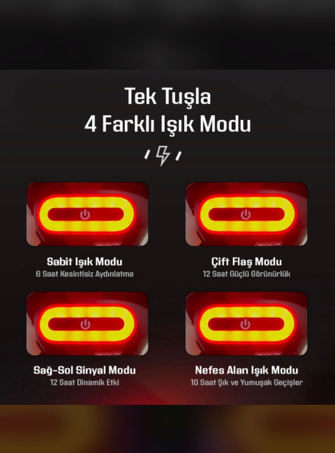 Motosiklet Kask Fren Lamba Işığı (çakarlı) Modlu