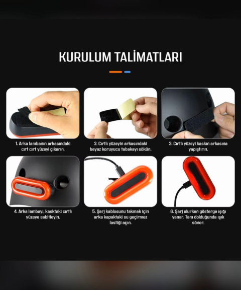 Motosiklet Kask Fren Lamba Işığı (çakarlı) Modlu