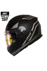 Mt Helmet M-966 V2 Wx20 Grey Çene Açılır Kask – Güneş Vizörlü, Ce