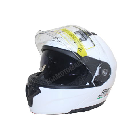 Mts Helmet M-966 White Çene Açılır Kask – Güneş Vizörlü, Ce
