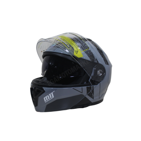 Mt Pro Helmet Nardo Gray M-966 Wx10 Çene Açılır Kask – Güneş Vizörlü, Ce