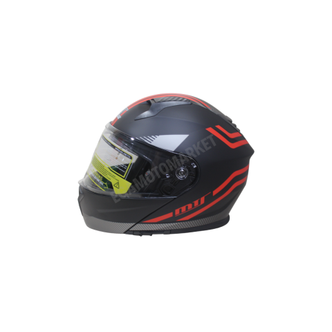 Mt Helmet M-966 Wx20 Red Çene Açılır Kask – Siyah Kırmızı Güneş Vizörlü, Ce