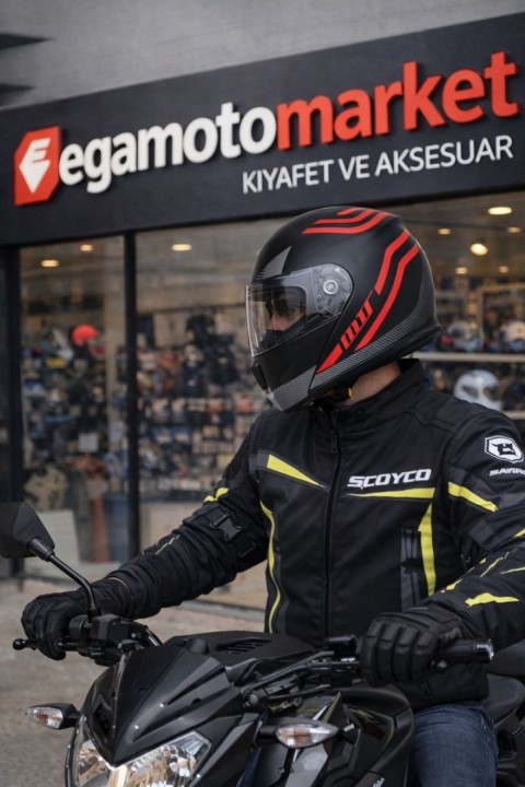 Mts Helmet M-966 Wx20 Red Çene Açılır Kask – Siyah Kırmızı Güneş Vizörlü, Ce