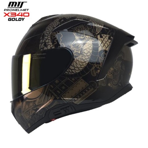 Mts X340 (iridyum Gold) Thunder Motosiklet Kaskı Spoiler Mod Güneş Vizörlü Full Face Kask