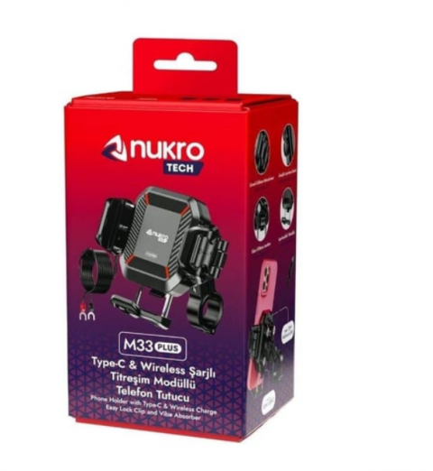 (nukrotech) M33 Plus Kablosuz Ve Type-c şarjlı Titreşim Modüllü Telefon Tutucu