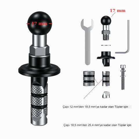 Nukrotech (r27-b) 17mm Toplu Çatal Bağlantı Telefon Tutucu Adaptörü (racing Modeller İçin)