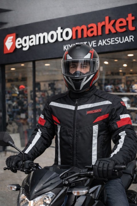 Prosev Jkt01 Red 4 Mevsim Motosiklet Montu – Kırmızı Ce Onaylı, Reflektörlü, Dayanıklı Kumaşlı