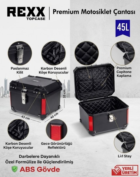(rexx-pro) Motosiklet Arka Çantası (45 Litre)