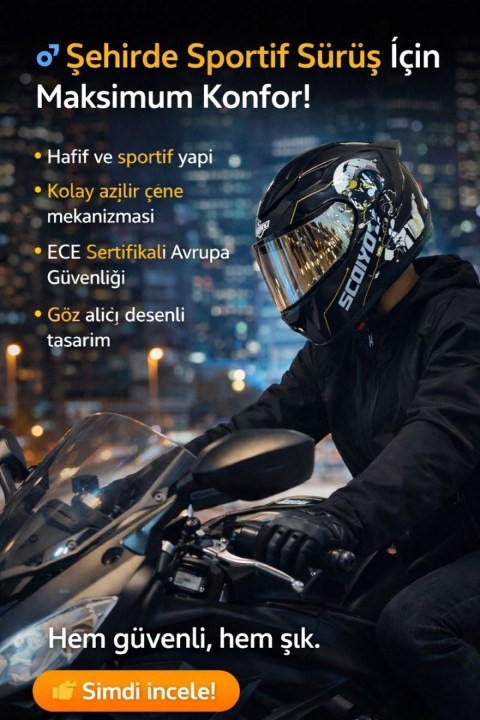 Scoyco Cyber Ff-871 Full Face Kask – Güneş Vizörlü Dot-ce