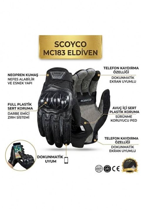 Scoyco Mc183 Siyah Yazlık Korumalı Eldiven (siyah) En13594
