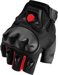 Scoyco Mc29d Full Korumalı , Avuç İçi Korumalı Spor Kesim Yarım Parmak Eldiven Siyah - Kırmızı