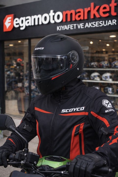 Scoyco Night Ff-868 Çene Açılır Kask Mat Siyah – Güneş Vizörlü, Dot-ce