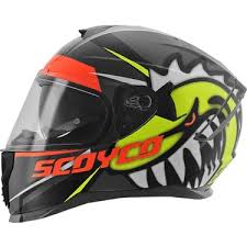 Scoyco Shark Full Face Kask – Güneş Vizörlü Dot-ce