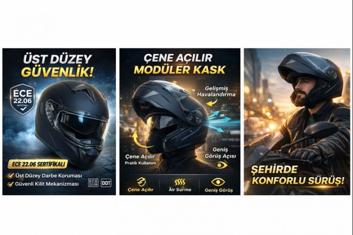 Şehir İçi Kullanım İçin Konforlu Modüler Kask Jk Mat Siyah