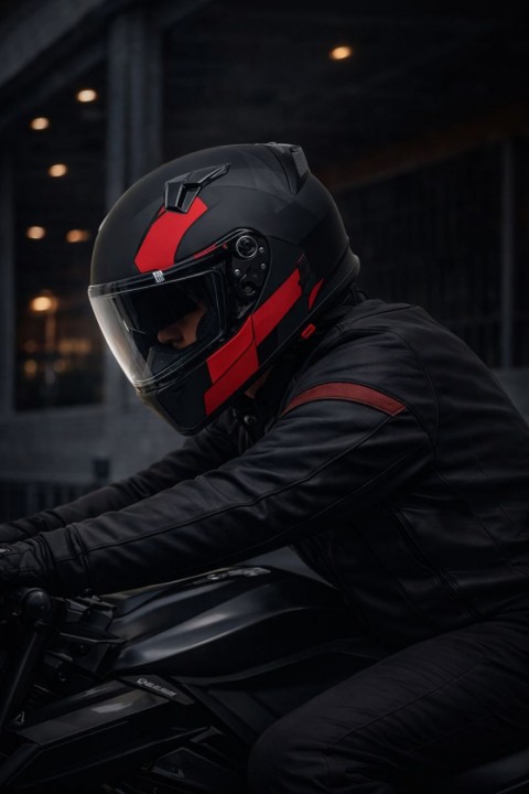 Şehir İçi Kullanım İçin Konforlu Modüler Kask Jk Parlak Siyah, Kırmızı 1