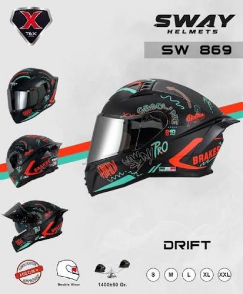 Sway 869 Drıft Full Face Kask Black Red