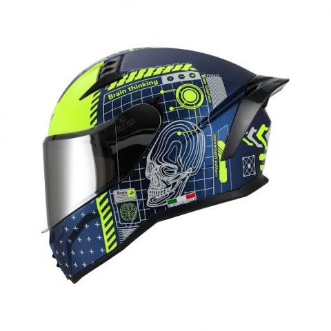 Sway 869 Pro Kask Blue Yellow Full Face Kask
