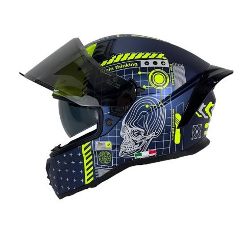 Sway 869 Pro Kask Blue Yellow Full Face Kask