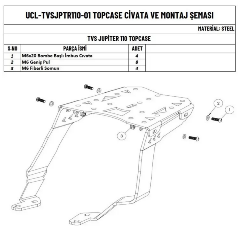Tvs Jupiter 110 Çanta Demiri Topcase