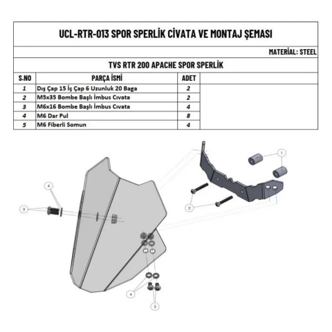 Tvs Rtr 200 Ön Spor Cam (siperlik)