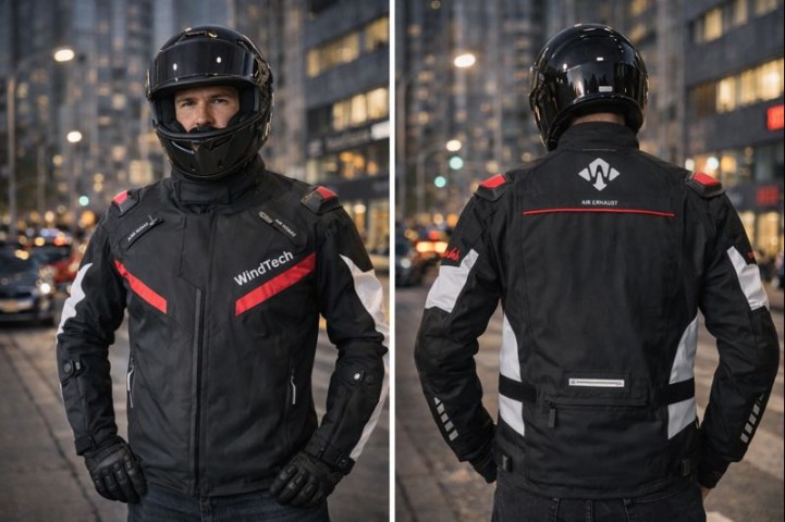 Windtech Erkek 4 Mevsim Uzun Mont Siyah,kırmızı