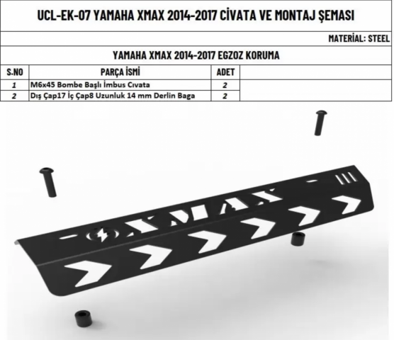 Yamaha Xmax 250 Egzoz Koruma Sacı (2014-2017)
