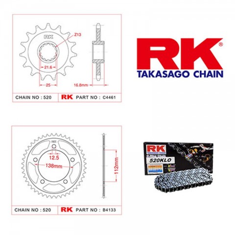 Zincir Ve Dişli Seti O-ring Rk Honda Cb 500f / Cbr 500r 2013-2017