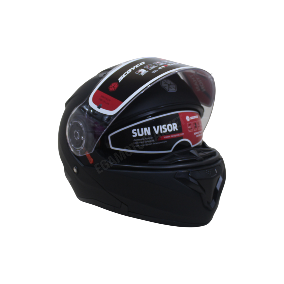 Scoyco Night Ff-868 Çene Açılır Kask – Güneş Vizörlü, Dot-ce