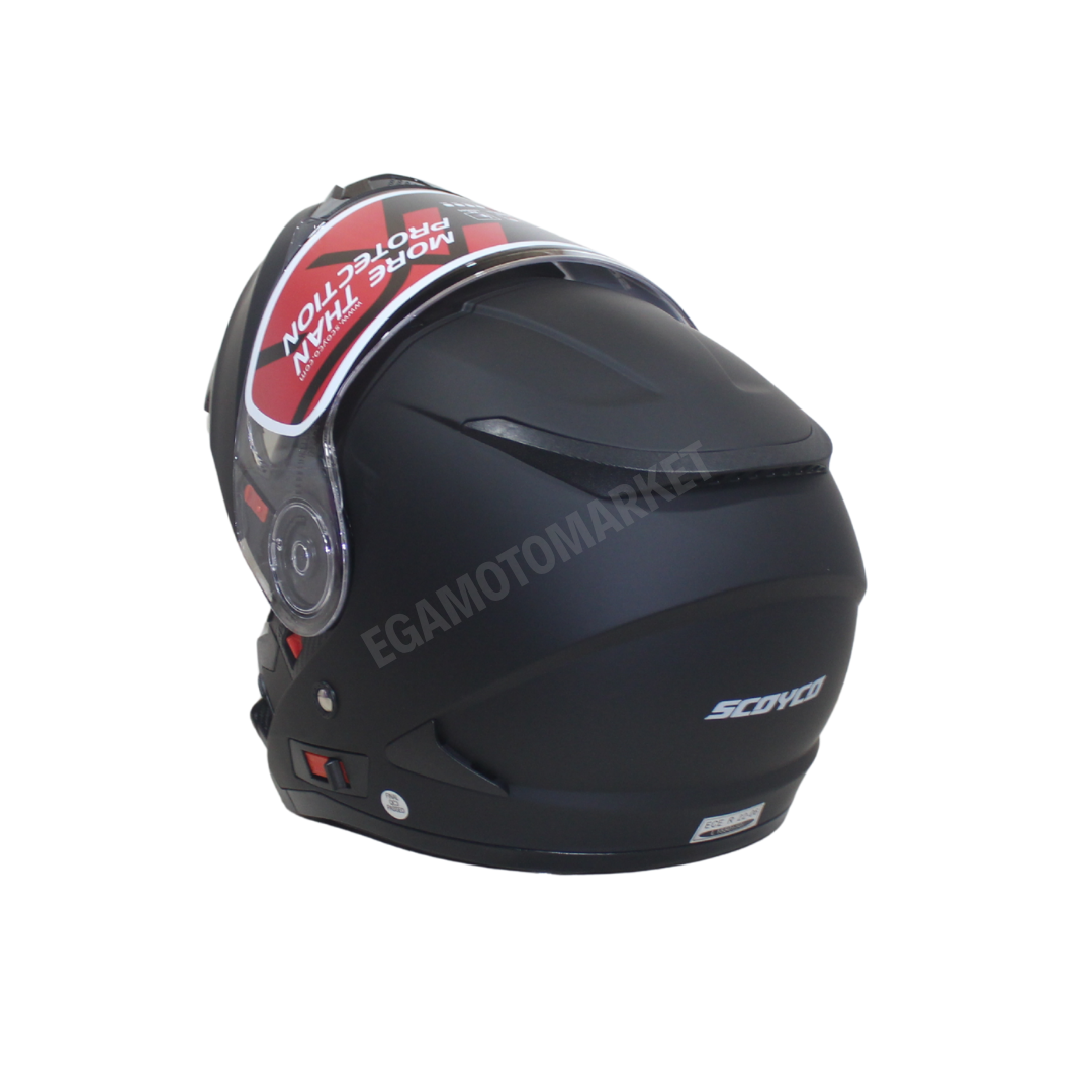 Scoyco Night Ff-868 Çene Açılır Kask Mat Siyah – Güneş Vizörlü, Dot-ce