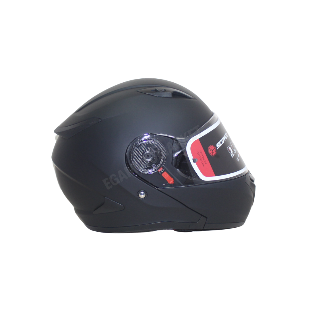 Scoyco Night Ff-868 Çene Açılır Kask Mat Siyah – Güneş Vizörlü, Dot-ce