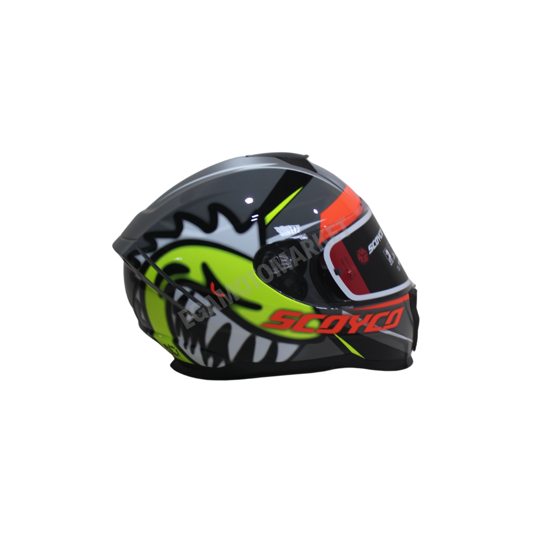 Scoyco Shark Full Face Kask – Güneş Vizörlü Dot-ce