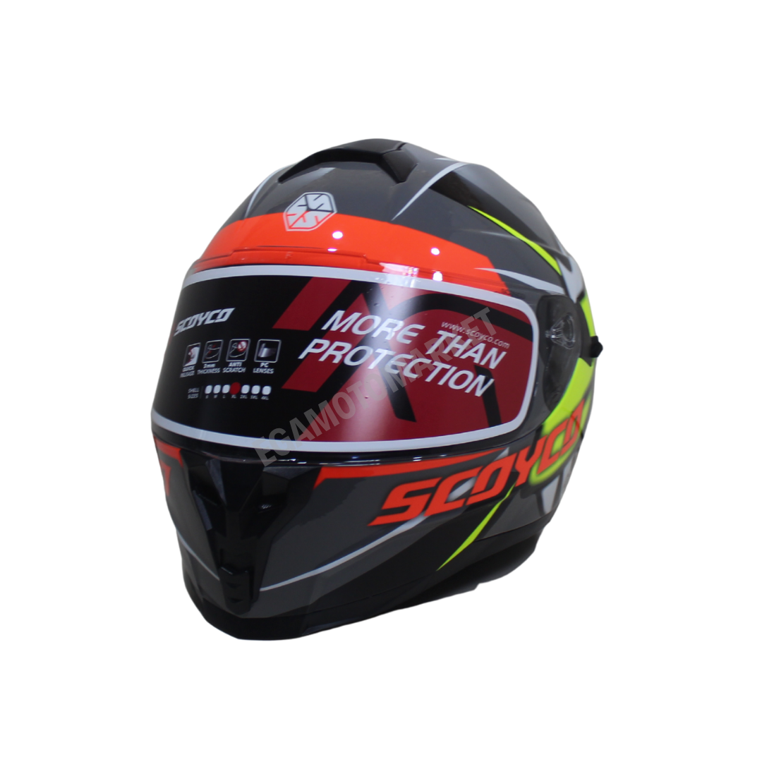 Scoyco Shark Full Face Kask – Güneş Vizörlü Dot-ce