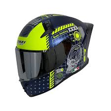 Sway 869 Pro Kask Blue Yellow Full Face Kask