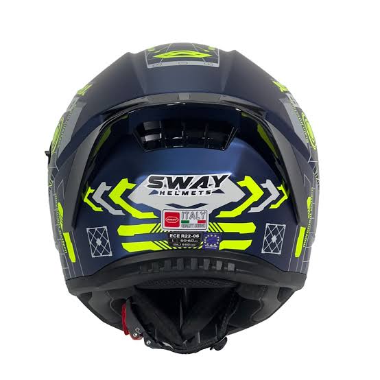 Sway 869 Pro Kask Blue Yellow Full Face Kask